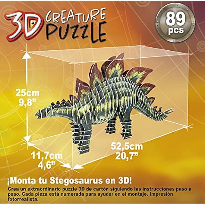 3D PUZZLE STEGOSAURUS CREATURE PUZZLE. ASSEMBLE YOUR OWN 3D PUZZLE DINOSAUR FROM 5 6 7 8 YEARS (19184) - Image 3
